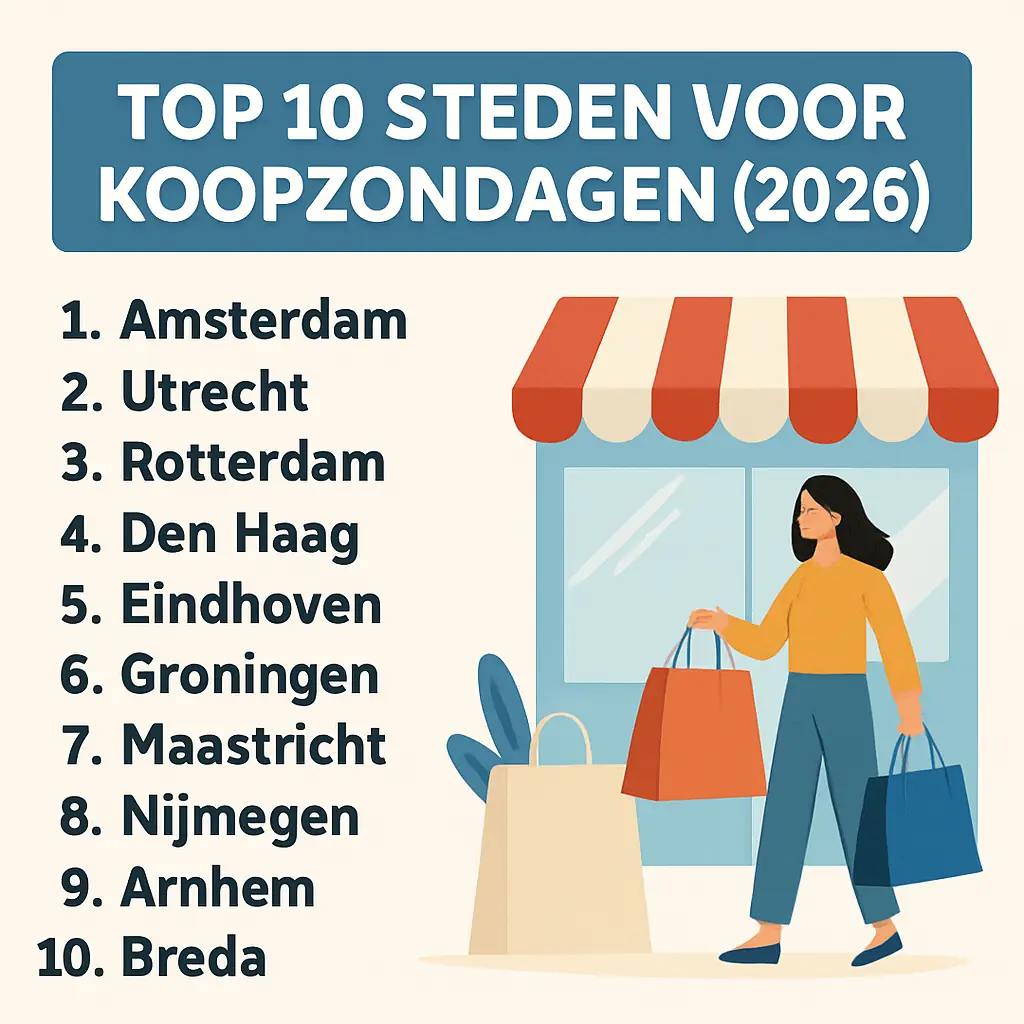 top 10 Steden voor koopzondagen (2026)